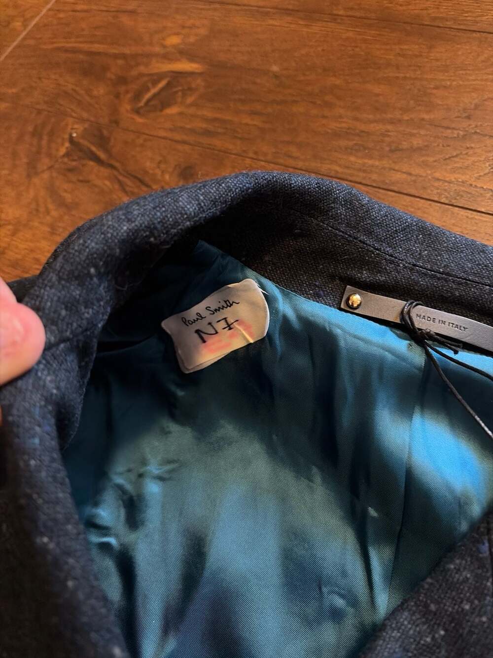 Paul Smith Made in Italy 100% Wool Navy Speckled Double Breasted Overcoat - Picture 10 of 10